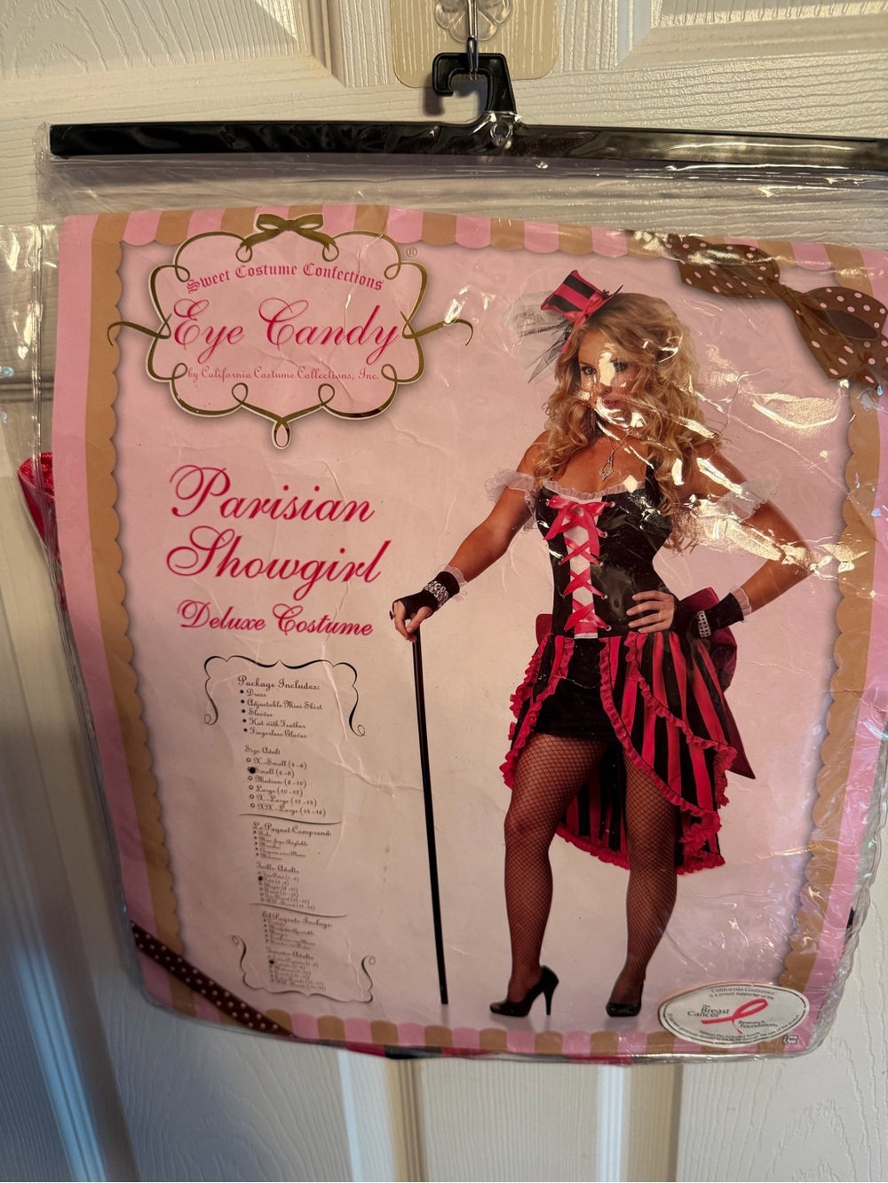 eye candy Pink & Black Parisian Showgirl costume sz S